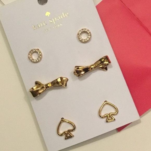 NWT! KATE SPADE 3 Piece 12 kt Gold Stud Essentials - Picture 2 of 7